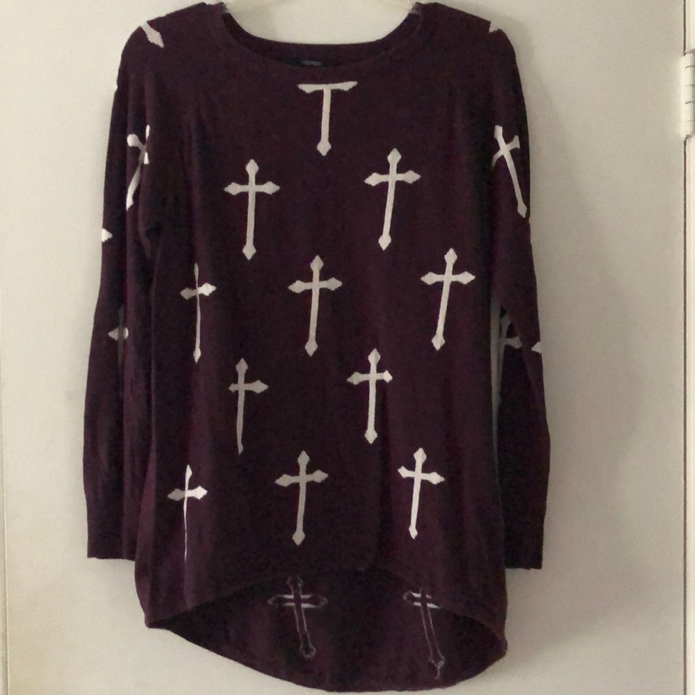 3 for $15 burgundy high-low sweater